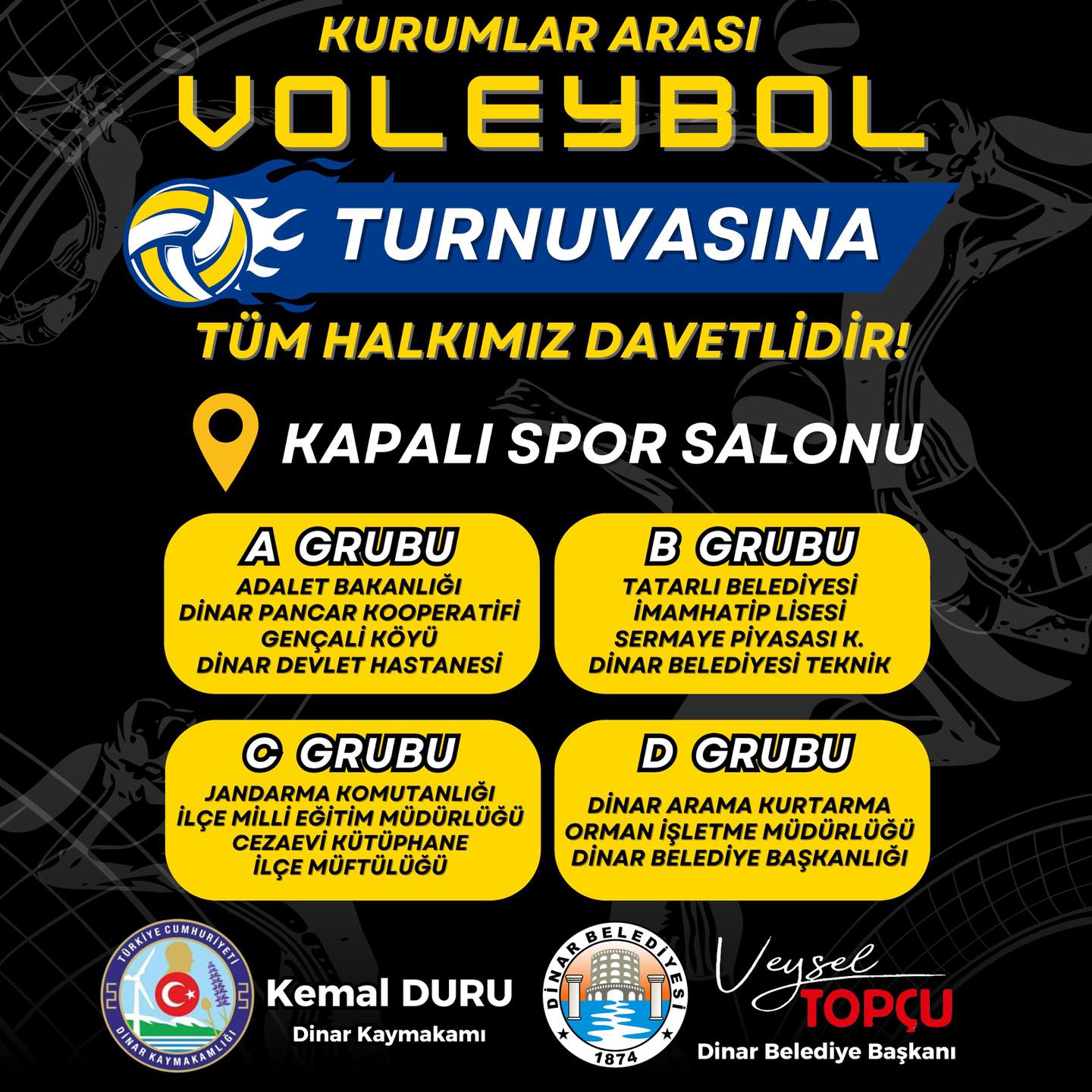 Dinarda Kurumlar Aras Voleybol Turnuvas Balyor