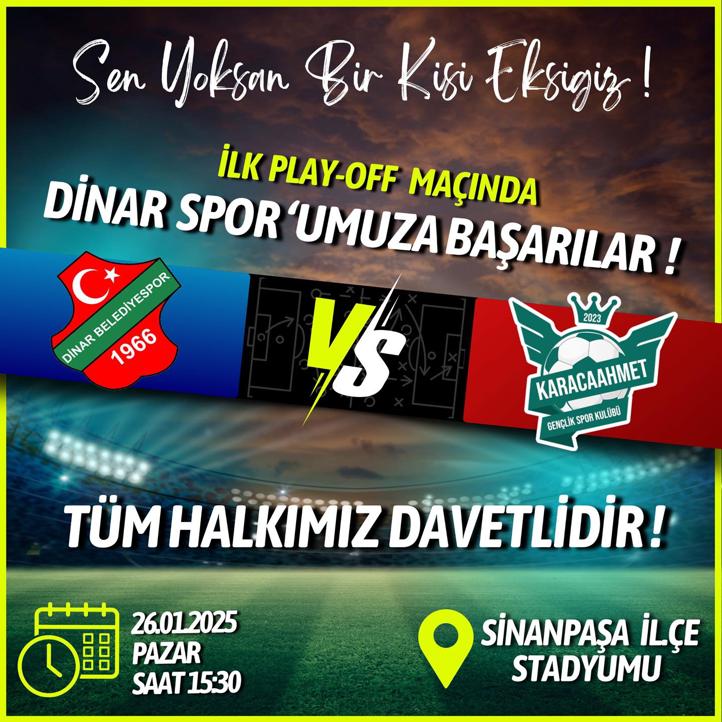 Dinar Belediye Spor lk Play-Off Mana kyor!