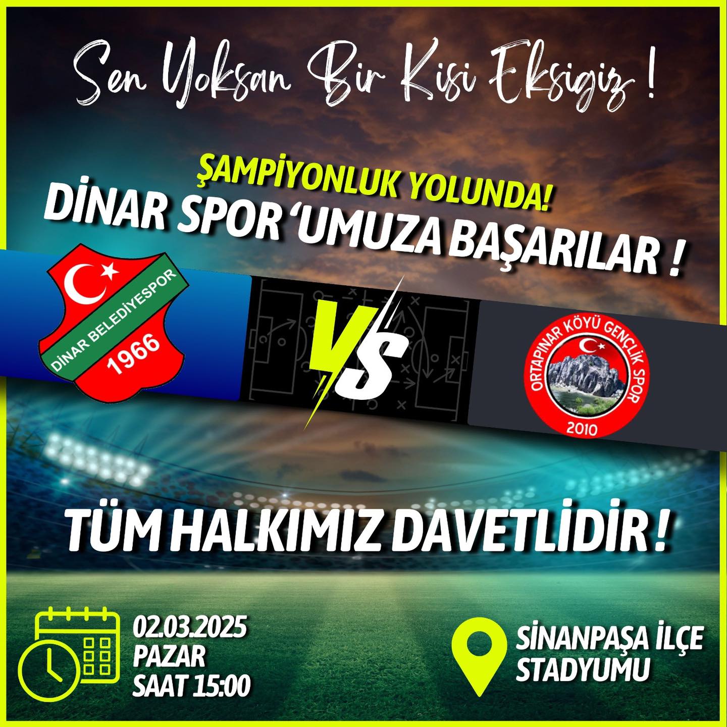 Dinar Belediye Spor Taraftarlarmza Duyuru